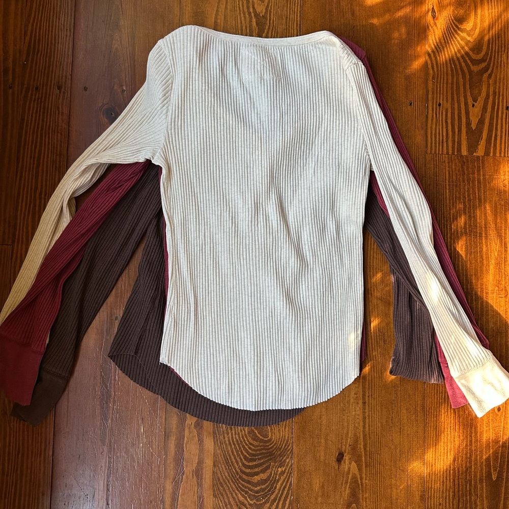 💥Deal💥 Ribbed Long Sleeve Henley Tops - Picture 10 of 10